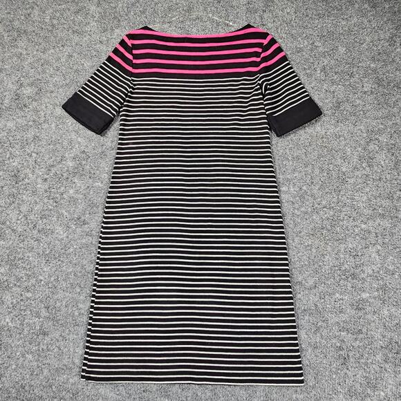 Karen Scott Sport Sweater Dress Womens Size XS Black Pink White 100% Cotton - Picture 2 of 7